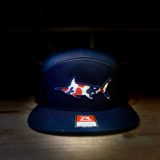 Patriotic Marlin Camo Trucker Hat